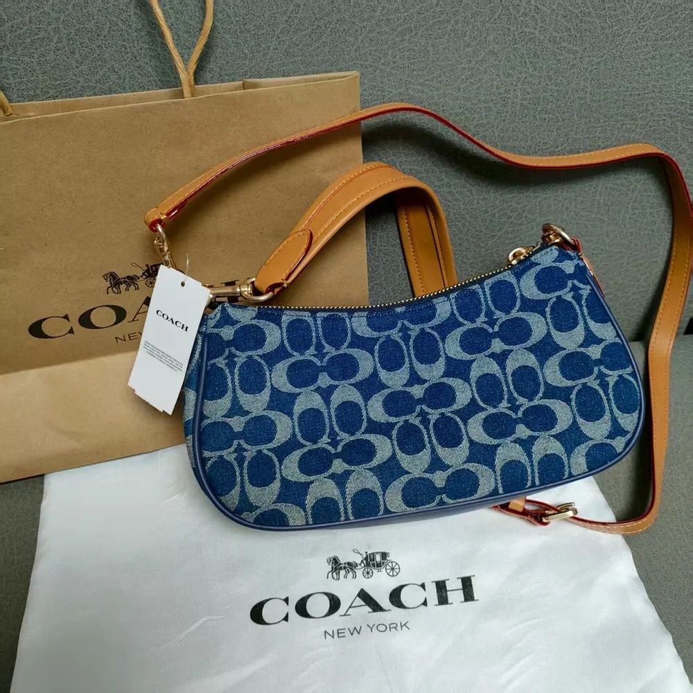 Coach Navy and Tan Shoulder Bag - Picture 2 of 4